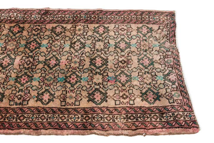 2' 7 x 6' 10 Hand Knotted Ultra Vintage Persian Wool Runner Rug