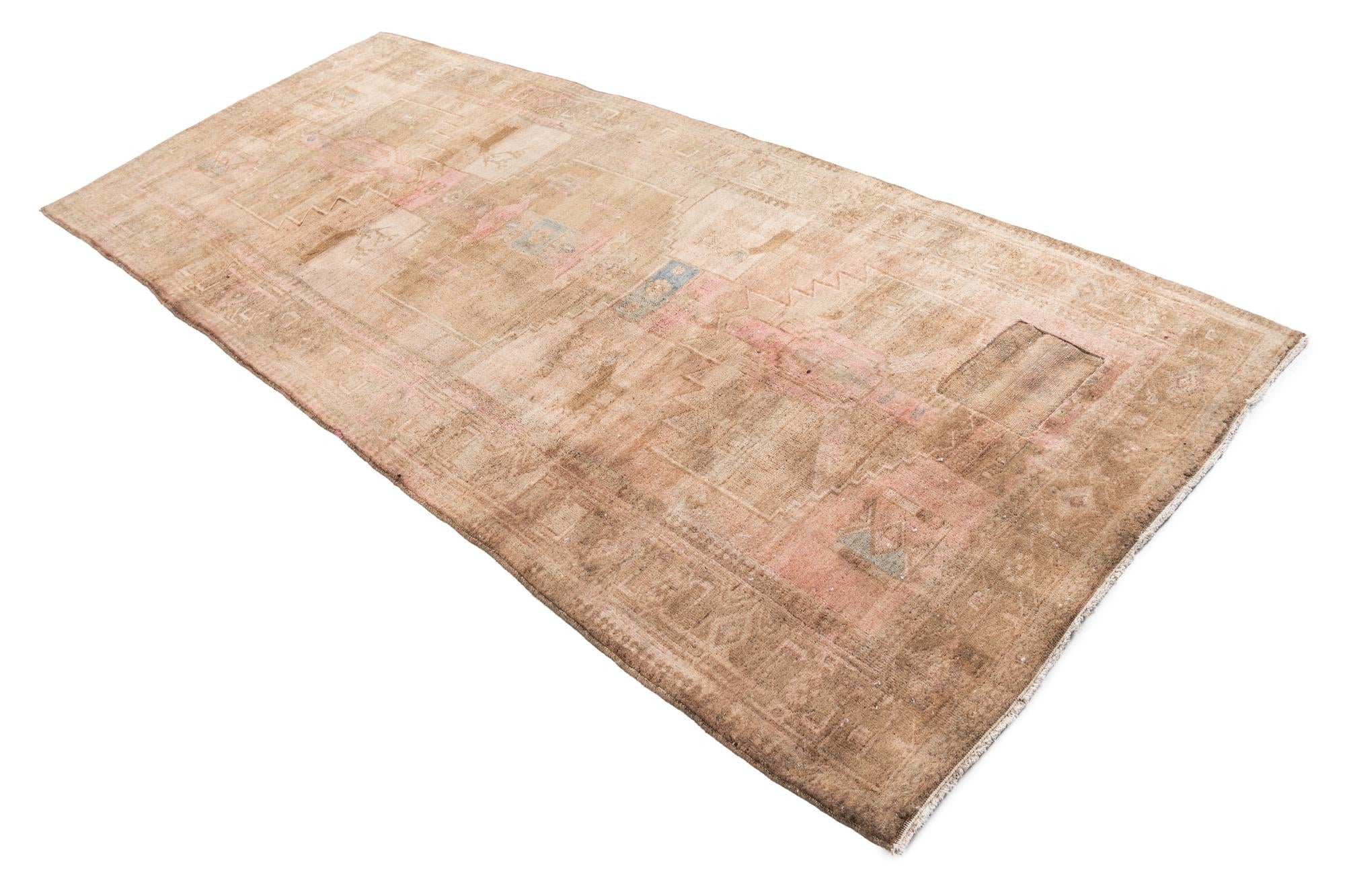 4' 6 x 9' 9 Hand Knotted Ultra Vintage Persian Wool Runner Rug