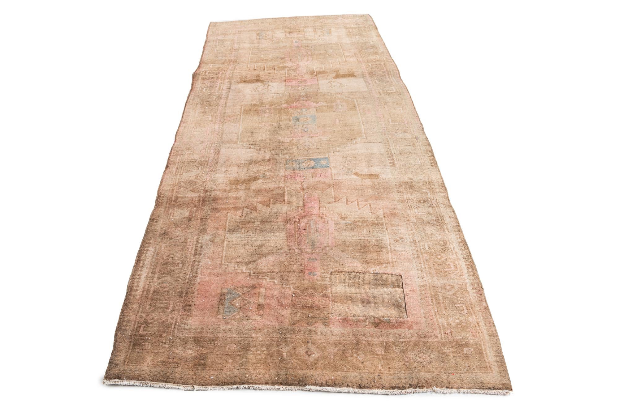 4' 6 x 9' 9 Hand Knotted Ultra Vintage Persian Wool Runner Rug