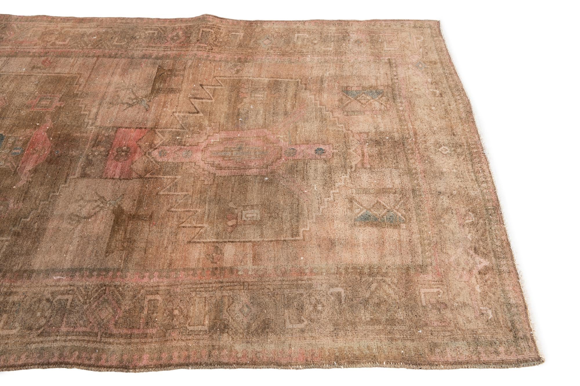 4' 6 x 9' 9 Hand Knotted Ultra Vintage Persian Wool Runner Rug