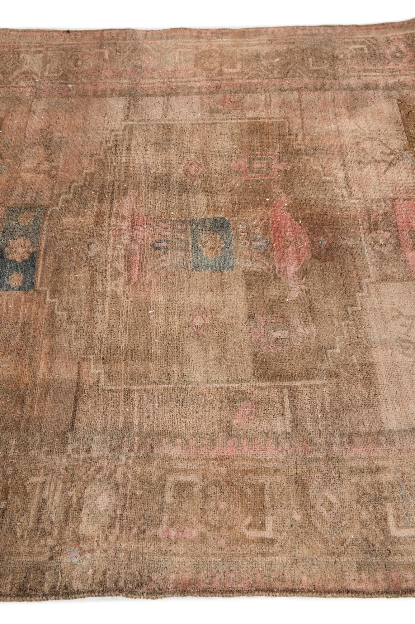 4' 6 x 9' 9 Hand Knotted Ultra Vintage Persian Wool Runner Rug