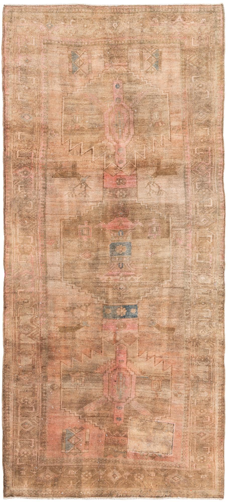 4' 6 x 9' 9 Hand Knotted Ultra Vintage Persian Wool Runner Rug