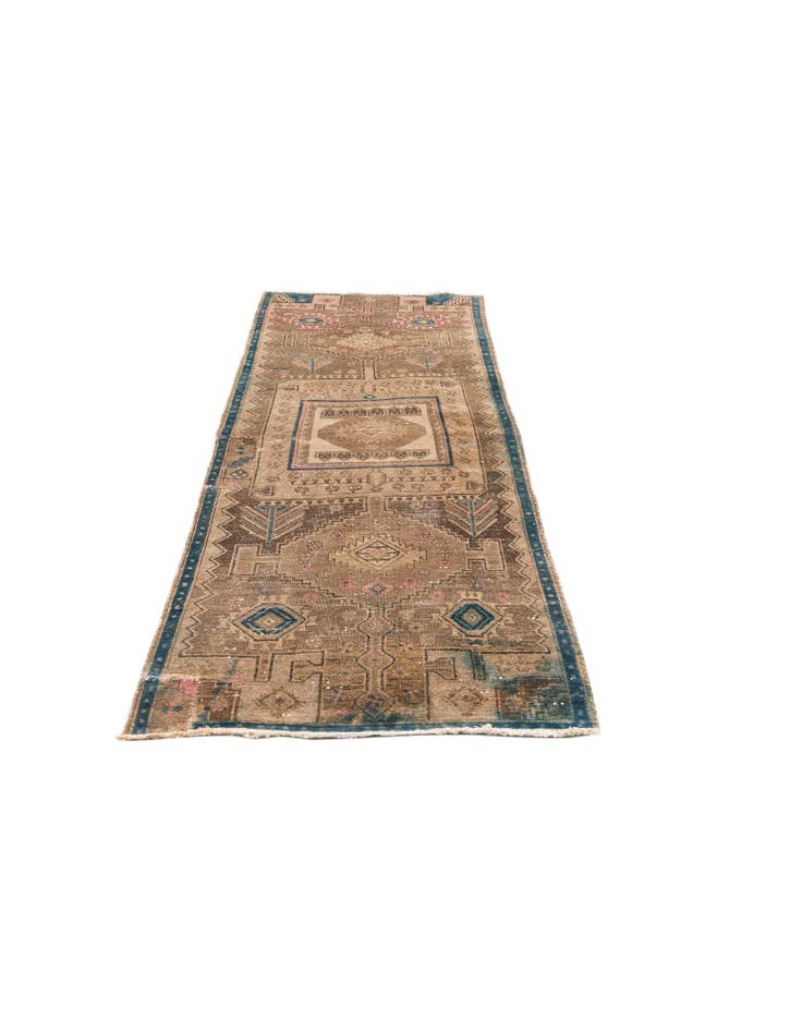 Detail image of 3' 2 x 8' 1  Hand Knotted Ultra Vintage Persian Wool Runner Rug
