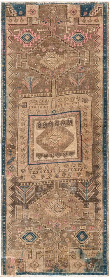 Detail image of 3' 2 x 8' 1 Hand Knotted Ultra Vintage Persian Wool Runner Rug