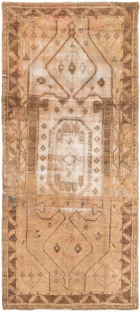4' 2 x 9' 6 Hand Knotted Ultra Vintage Persian Wool Runner Rug