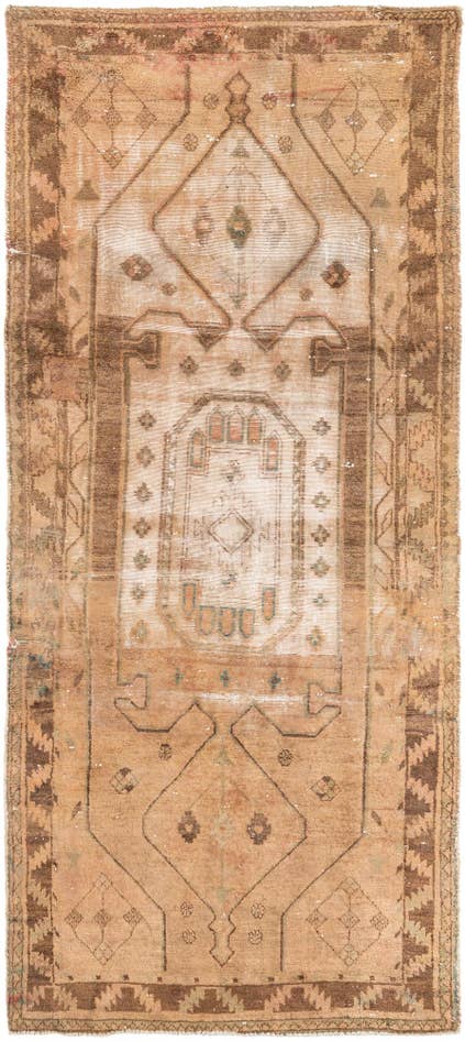 Detail image of 4' 2 x 9' 6 Hand Knotted Ultra Vintage Persian Wool Runner Rug