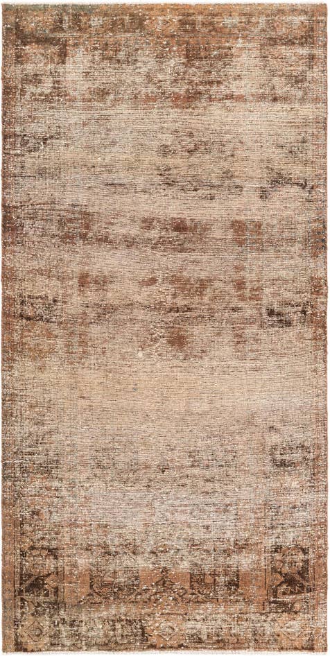 Detail image of 4' x 8' Hand Knotted Ultra Vintage Persian Wool Runner Rug
