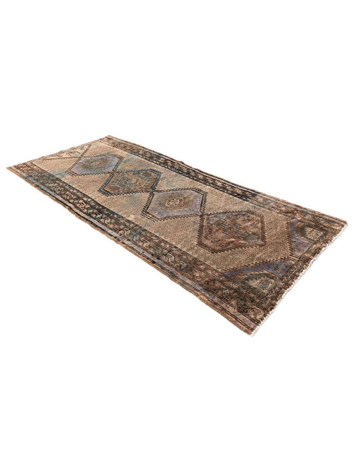 Detail image of 3' 7 x 7' 9 Hand Knotted Ultra Vintage Persian Wool Runner Rug