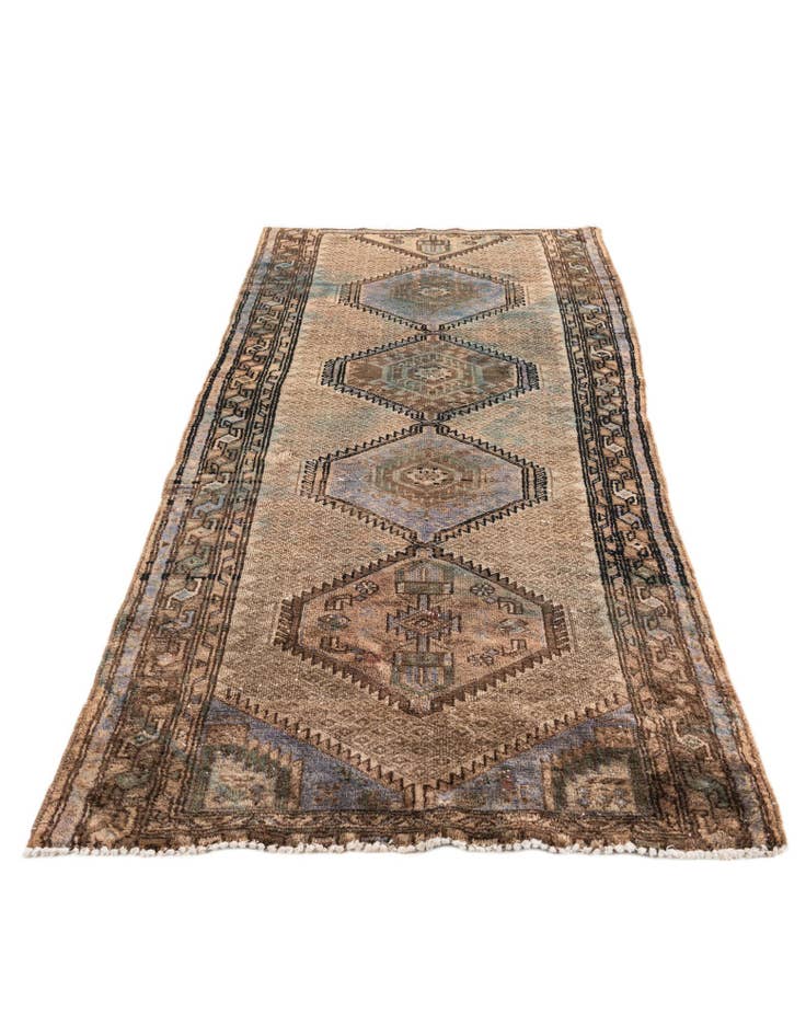 Detail image of 3' 7 x 7' 9 Hand Knotted Ultra Vintage Persian Wool Runner Rug
