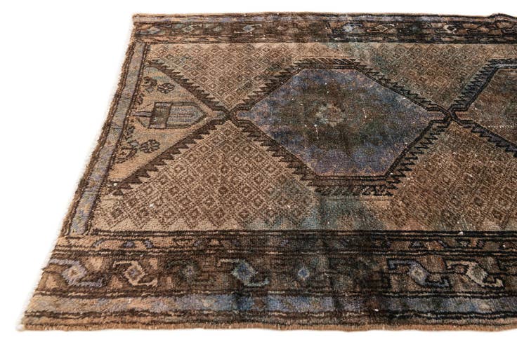 Detail image of 3' 7 x 7' 9 Hand Knotted Ultra Vintage Persian Wool Runner Rug