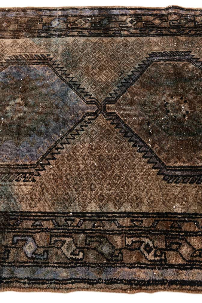 3' 7 x 7' 9 Hand Knotted Ultra Vintage Persian Wool Runner Rug