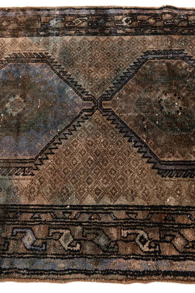 Detail image of 3' 7 x 7' 9 Hand Knotted Ultra Vintage Persian Wool Runner Rug
