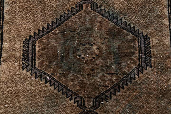 3' 7 x 7' 9 Hand Knotted Ultra Vintage Persian Wool Runner Rug
