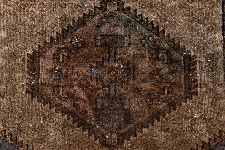 3' 7 x 7' 9 Hand Knotted Ultra Vintage Persian Wool Runner Rug