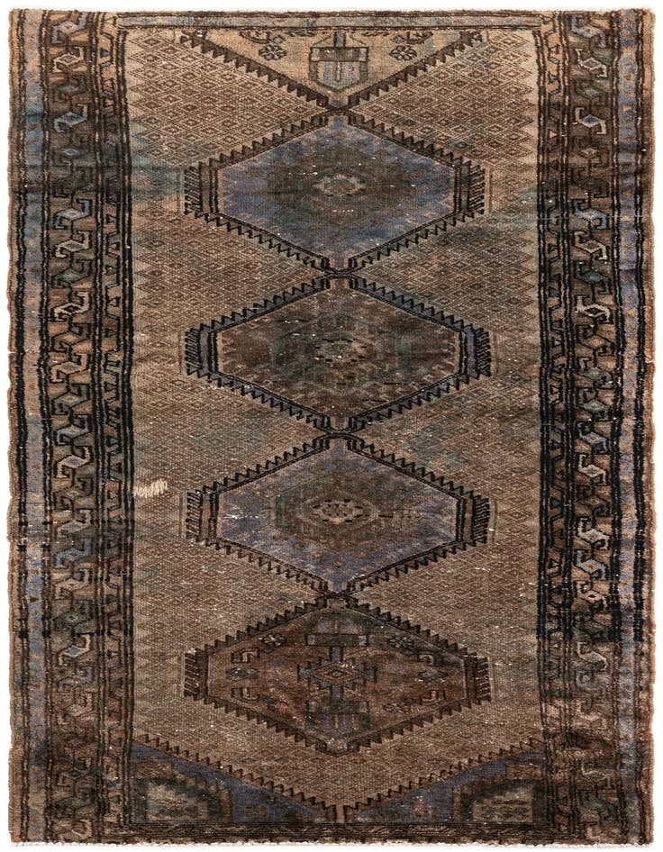 Detail image of 3' 7 x 7' 9 Hand Knotted Ultra Vintage Persian Wool Runner Rug