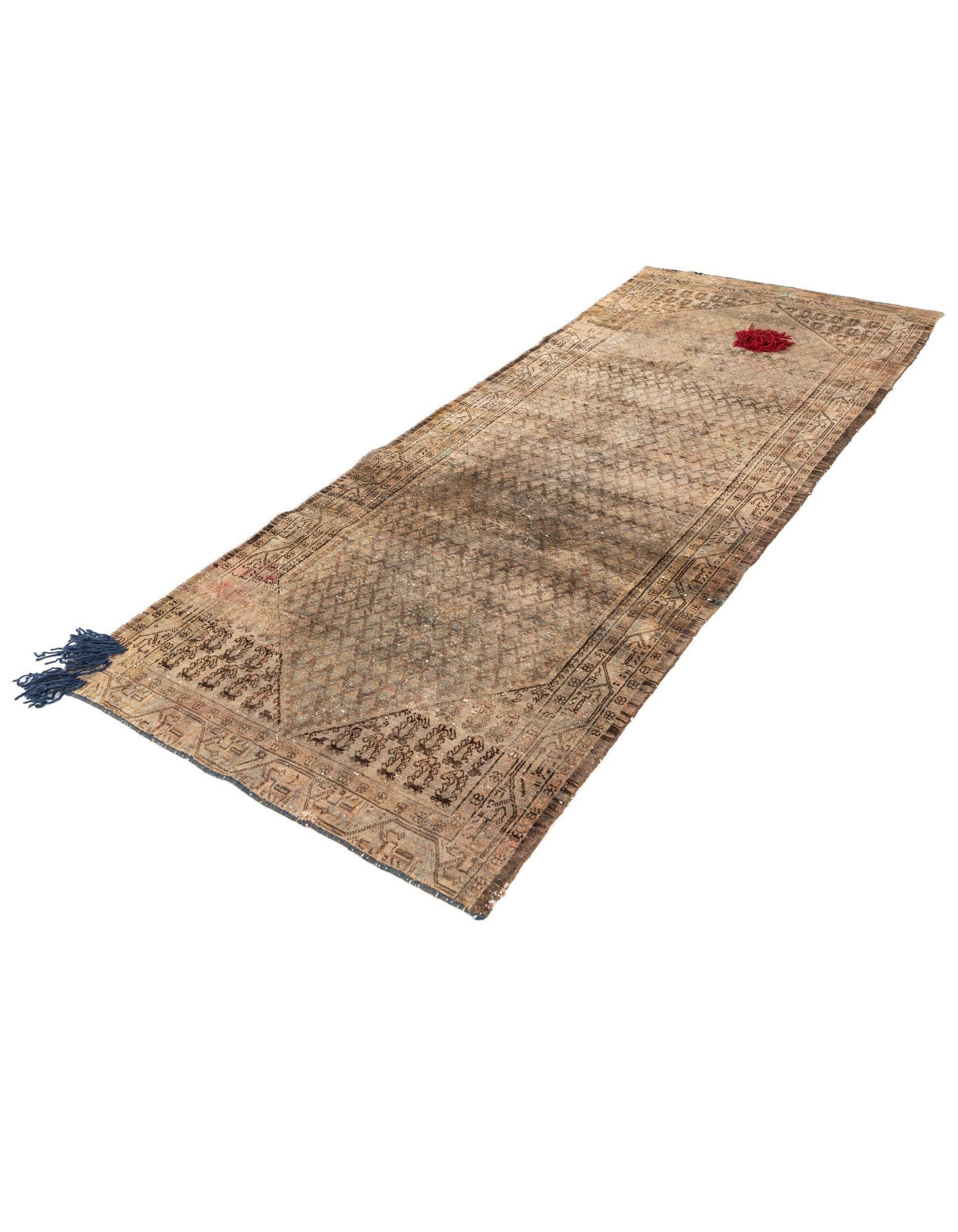 4' x 9' 10 Hand Knotted Ultra Vintage Persian Wool Runner Rug