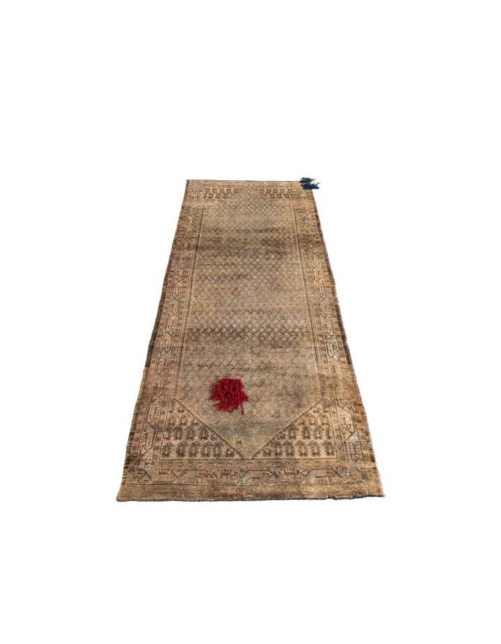 4' x 9' 10 Hand Knotted Ultra Vintage Persian Wool Runner Rug