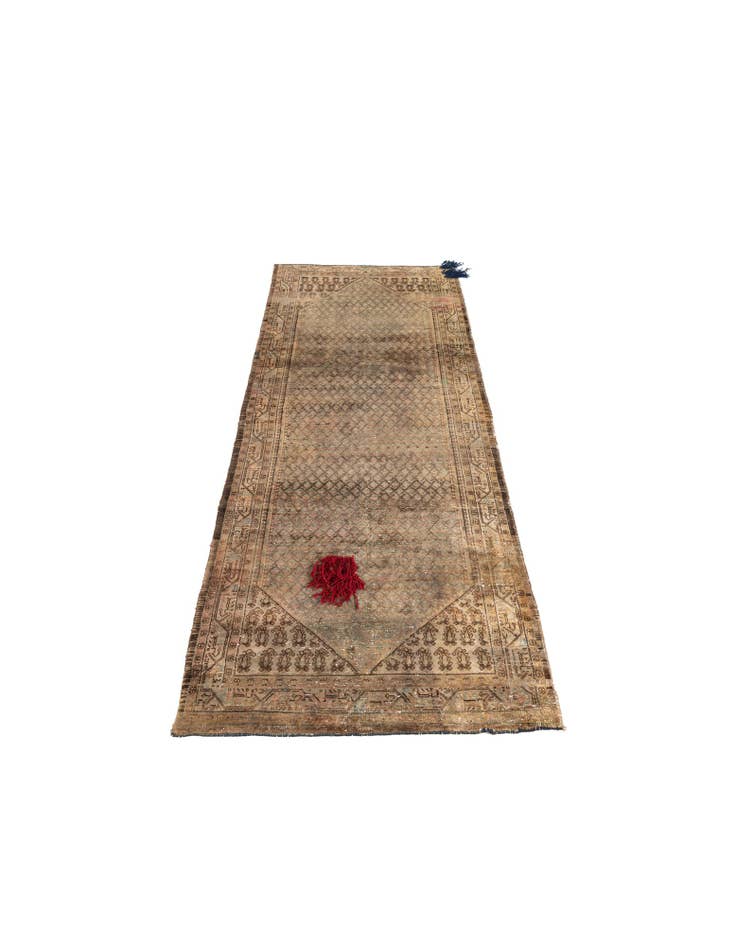 Detail image of 4' x 9' 10 Hand Knotted Ultra Vintage Persian Wool Runner Rug