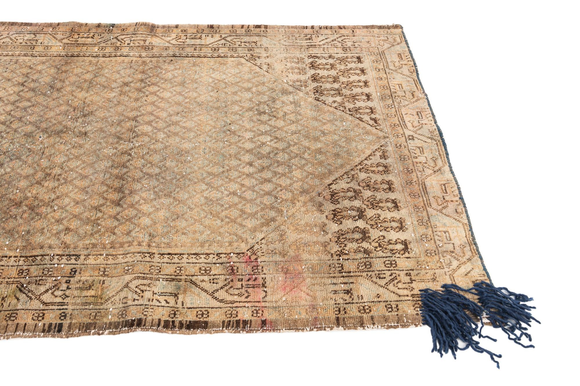 4' x 9' 10 Hand Knotted Ultra Vintage Persian Wool Runner Rug
