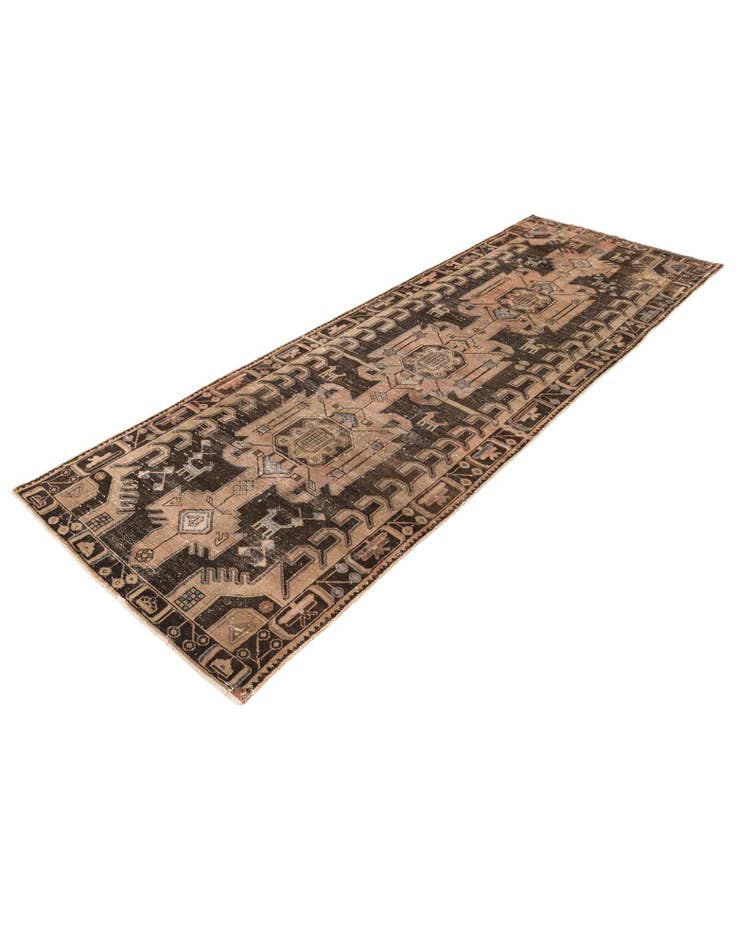 Detail image of 3' 5 x 9' 6 Hand Knotted Ultra Vintage Persian Wool Runner Rug