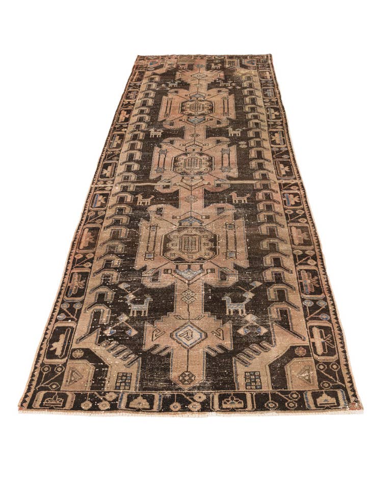 Detail image of 3' 5 x 9' 6 Hand Knotted Ultra Vintage Persian Wool Runner Rug
