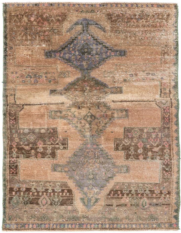 Detail image of 3' 1 x 7' 1 Hand Knotted Ultra Vintage Persian Wool Runner Rug