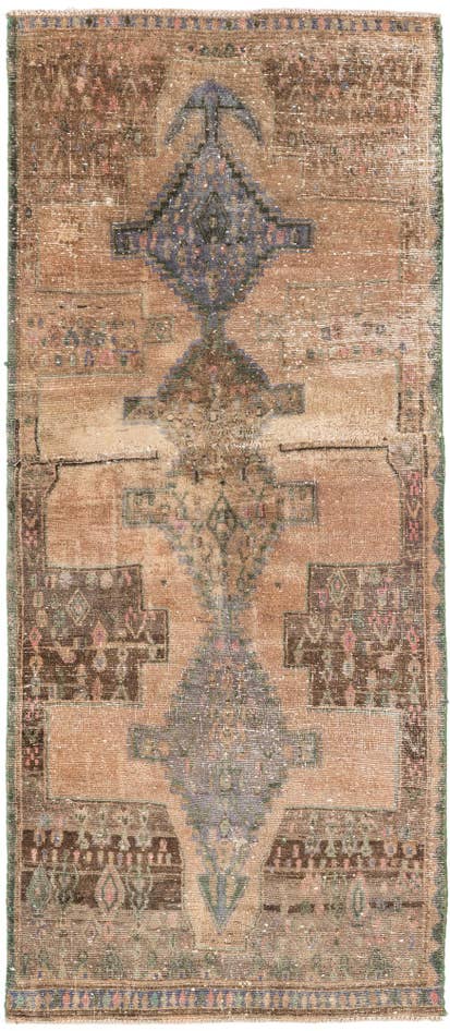 Detail image of 3' 1 x 7' 1 Hand Knotted Ultra Vintage Persian Wool Runner Rug