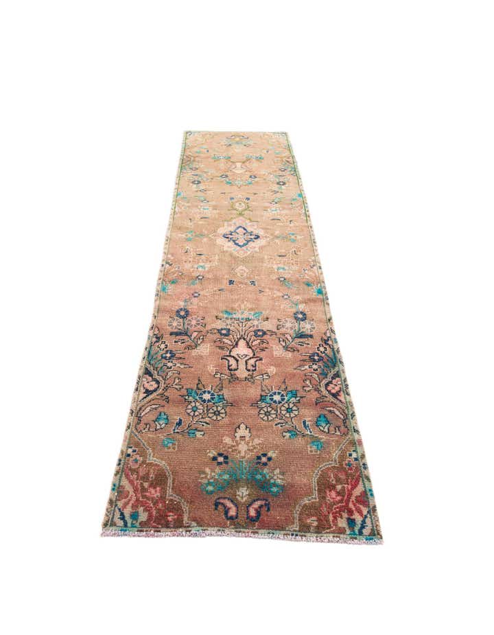 2' 4 x 9' 3 Hand Knotted Ultra Vintage Persian Wool Runner Rug