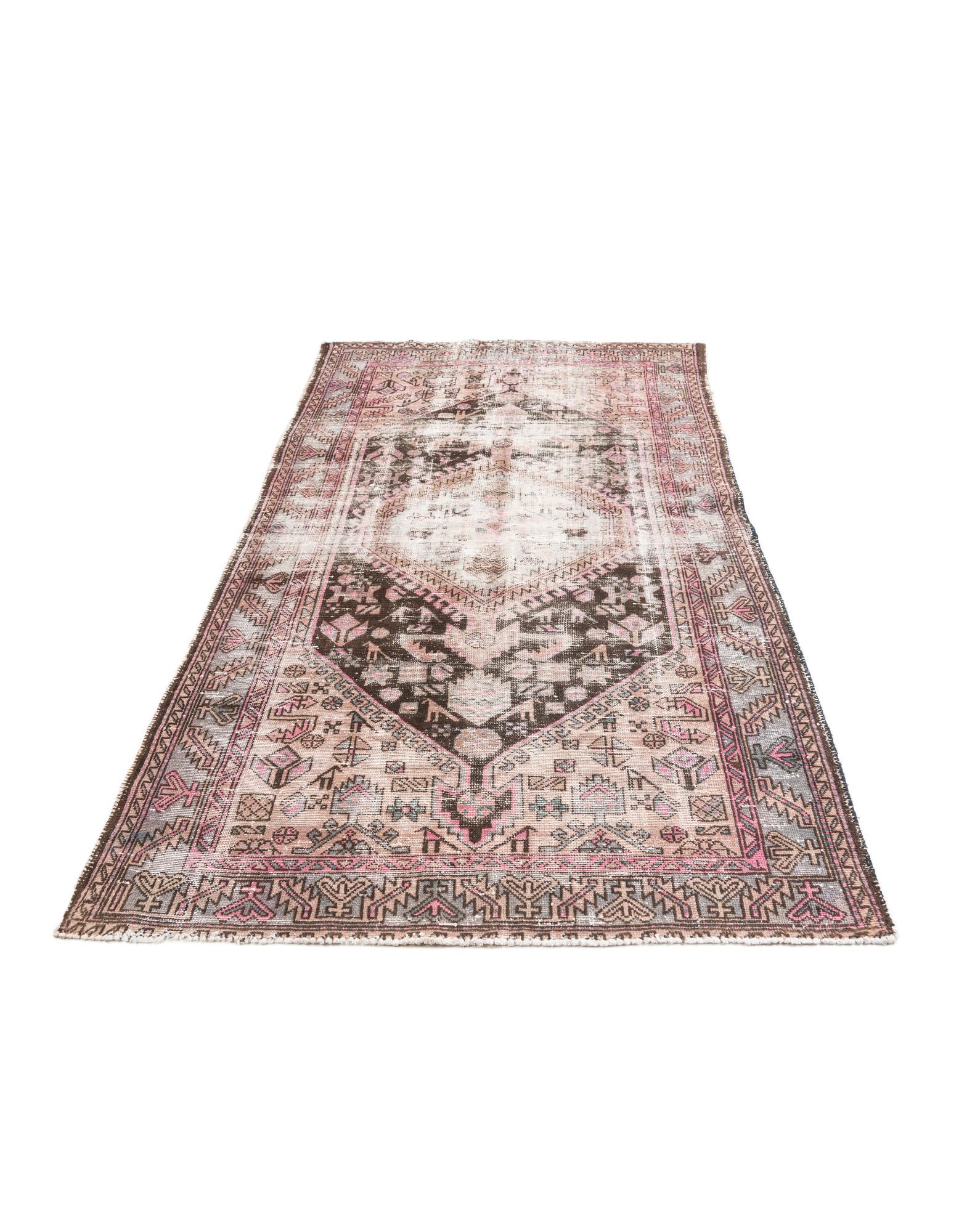 4' 4 x 7' 4 Hand Knotted Ultra Vintage Persian Wool Runner Rug