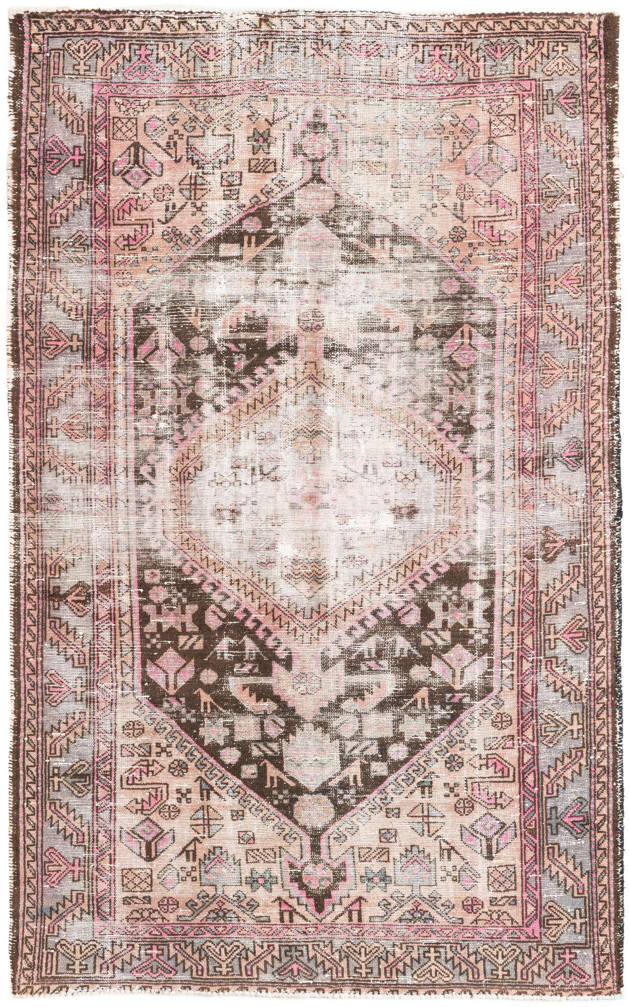 4' 4 x 7' 4 Hand Knotted Ultra Vintage Persian Wool Runner Rug