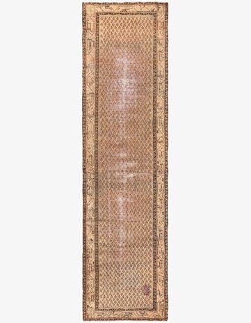 3' 8 x 13' 9 Hand Knotted Ultra Vintage Persian Wool Runner Rug