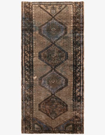 3' 7 x 7' 9 Hand Knotted Ultra Vintage Persian Wool Runner Rug