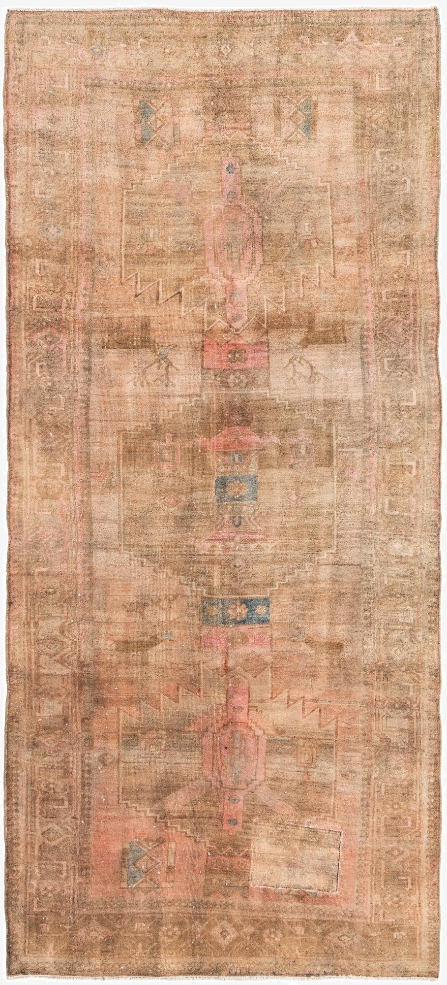 4' 6 x 9' 9  Hand Knotted Ultra Vintage Persian Wool Runner Rug