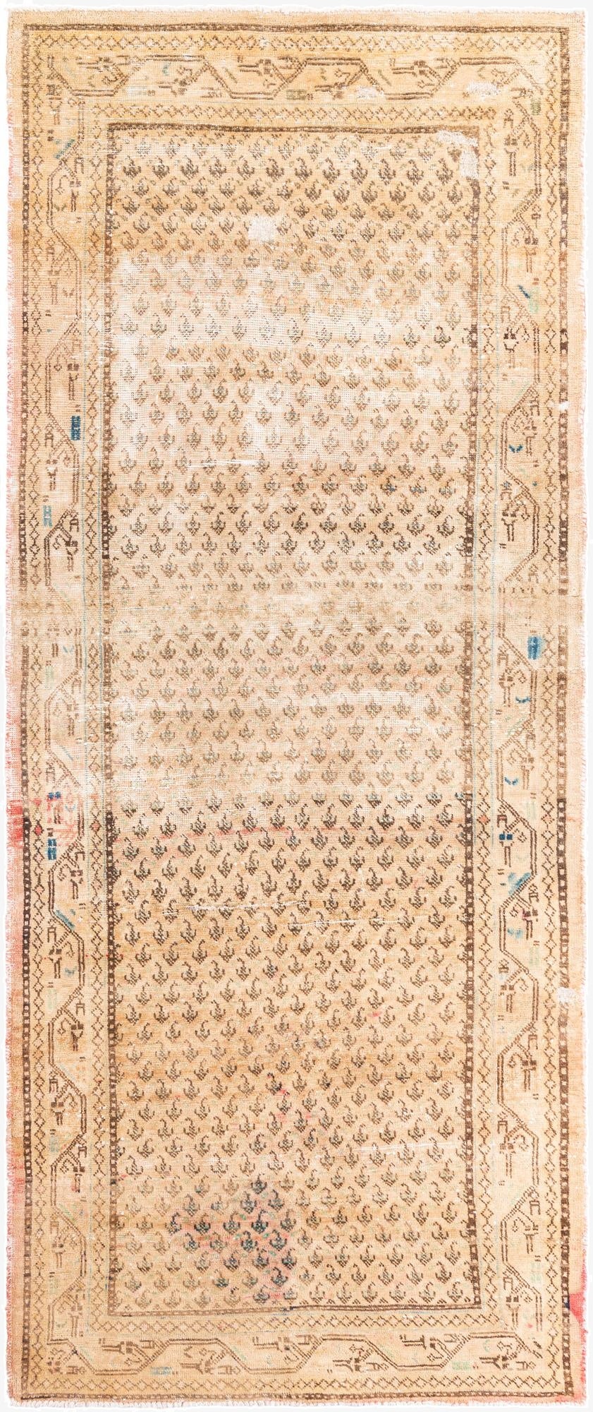 4' 1 x 10' 1  Hand Knotted Ultra Vintage Persian Wool Runner Rug