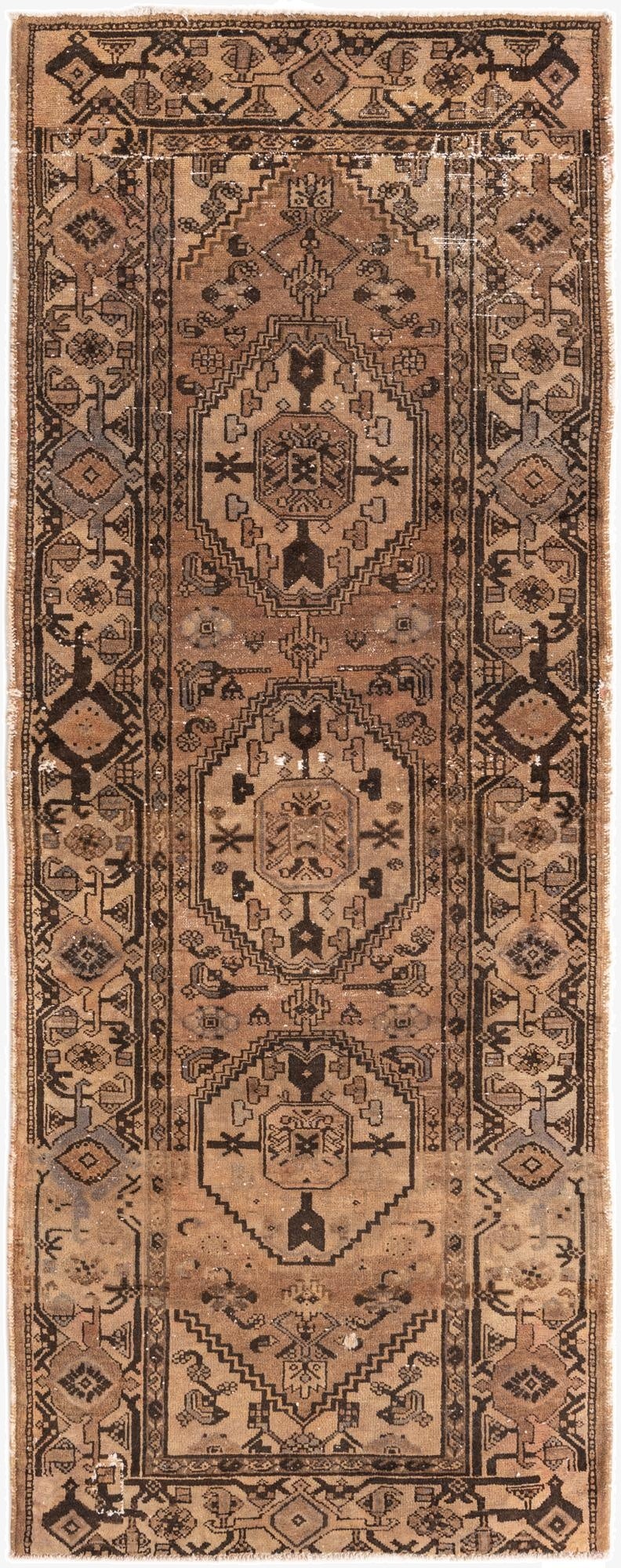 Primary image 3' 6 x 9'  Hand Knotted Ultra Vintage Persian Wool Runner Rug