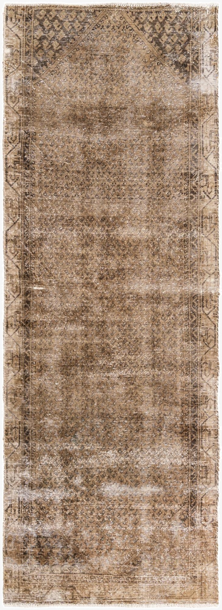 3' 3 x 9'  Hand Knotted Ultra Vintage Persian Wool Runner Rug