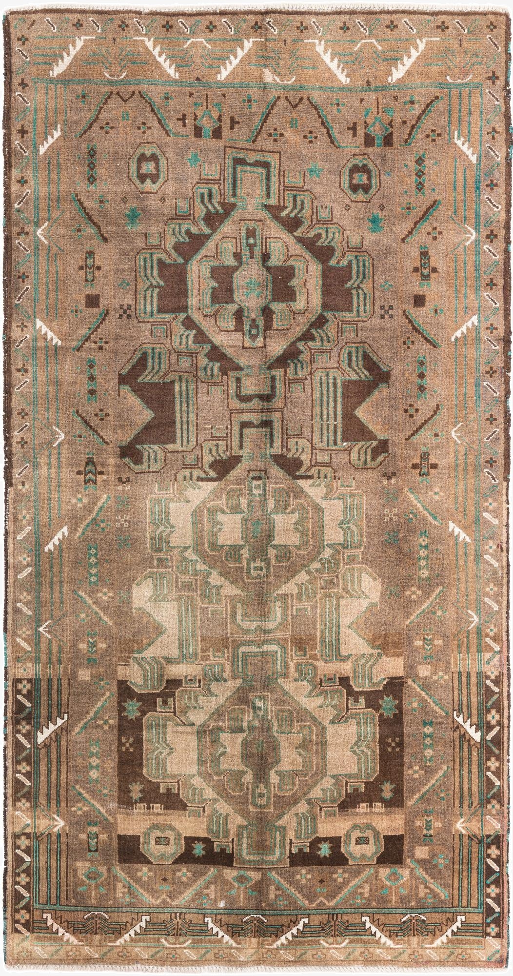 3' 8 x 7' 1  Hand Knotted Ultra Vintage Persian Wool Runner Rug