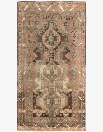3' 8 x 7' 1 Hand Knotted Ultra Vintage Persian Wool Runner Rug