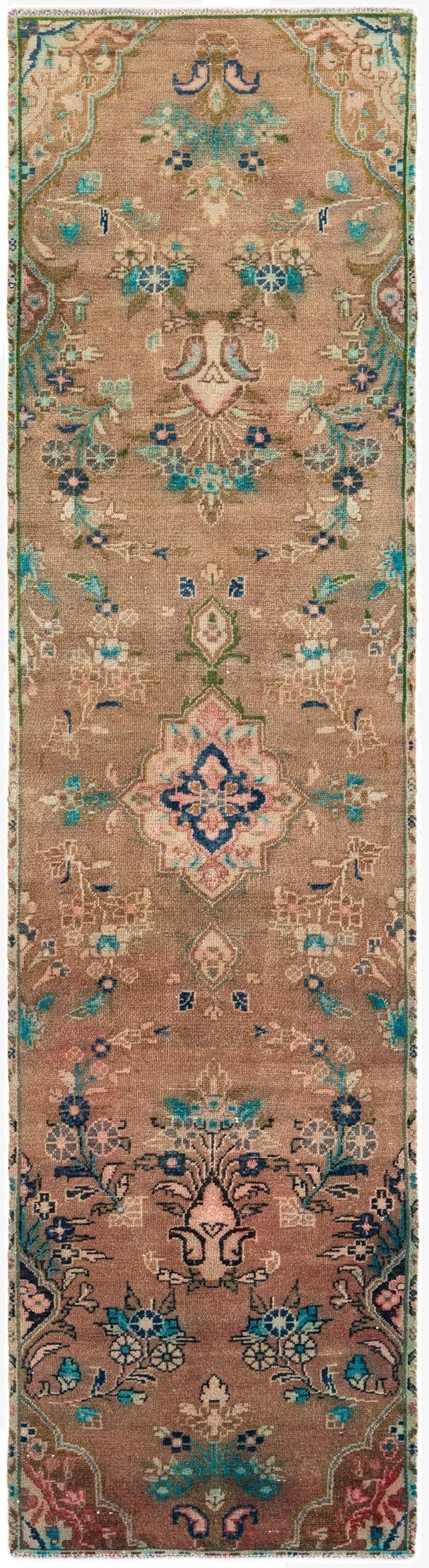 2' 4 x 9' 3  Hand Knotted Ultra Vintage Persian Wool Runner Rug