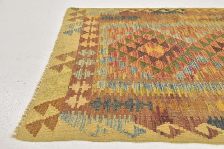 3' x 3' 6 Hand Woven Kilim Maymana Wool Square Rug