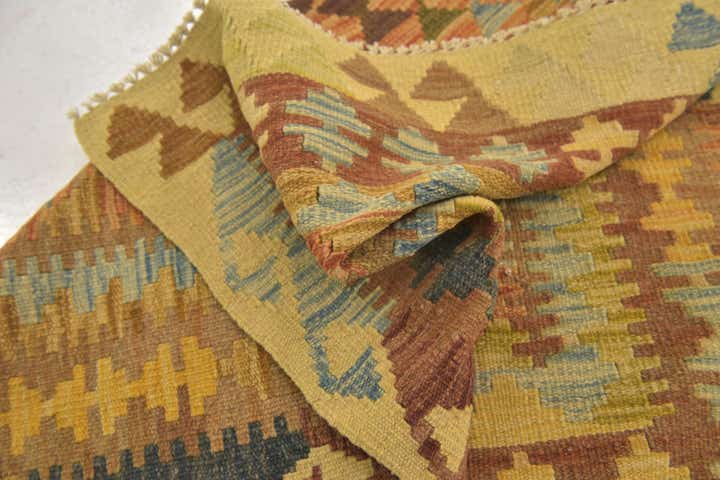 3' x 3' 6 Hand Woven Kilim Maymana Wool Square Rug