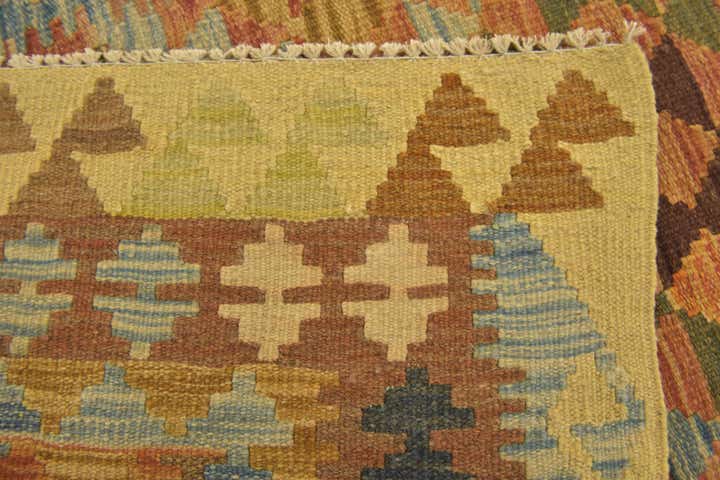 3' x 3' 6 Hand Woven Kilim Maymana Wool Square Rug