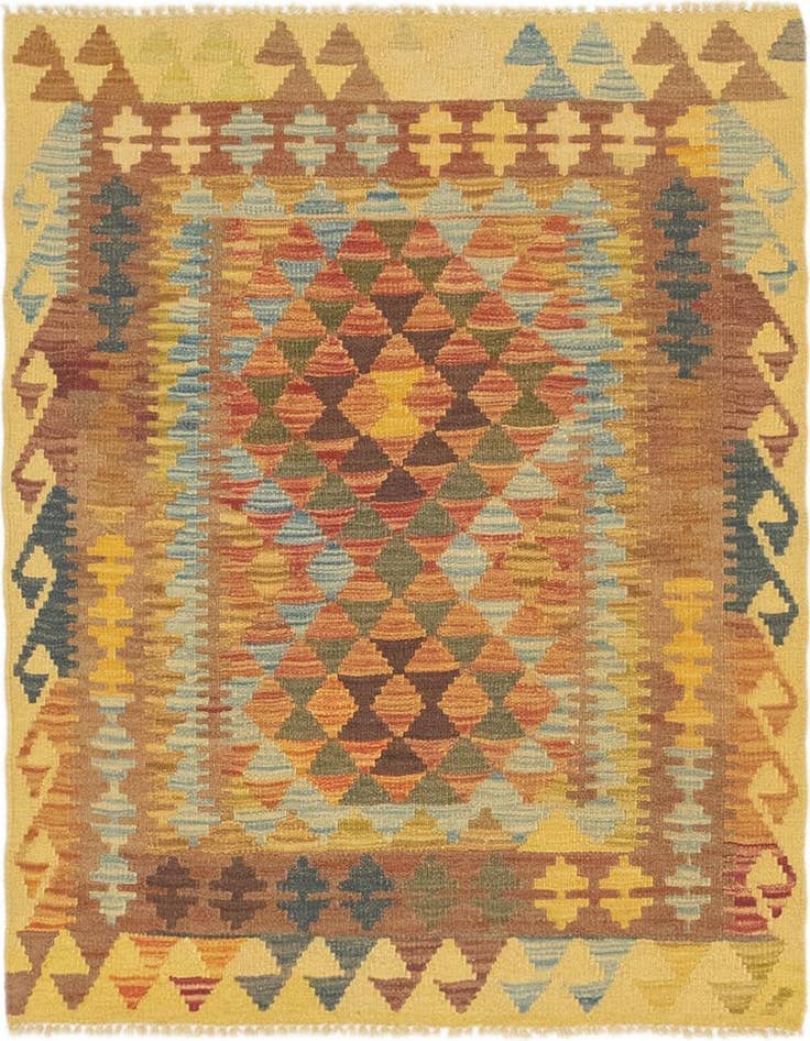 Detail image of 3' x 3' 6 Hand Woven Kilim Maymana Wool Square Rug