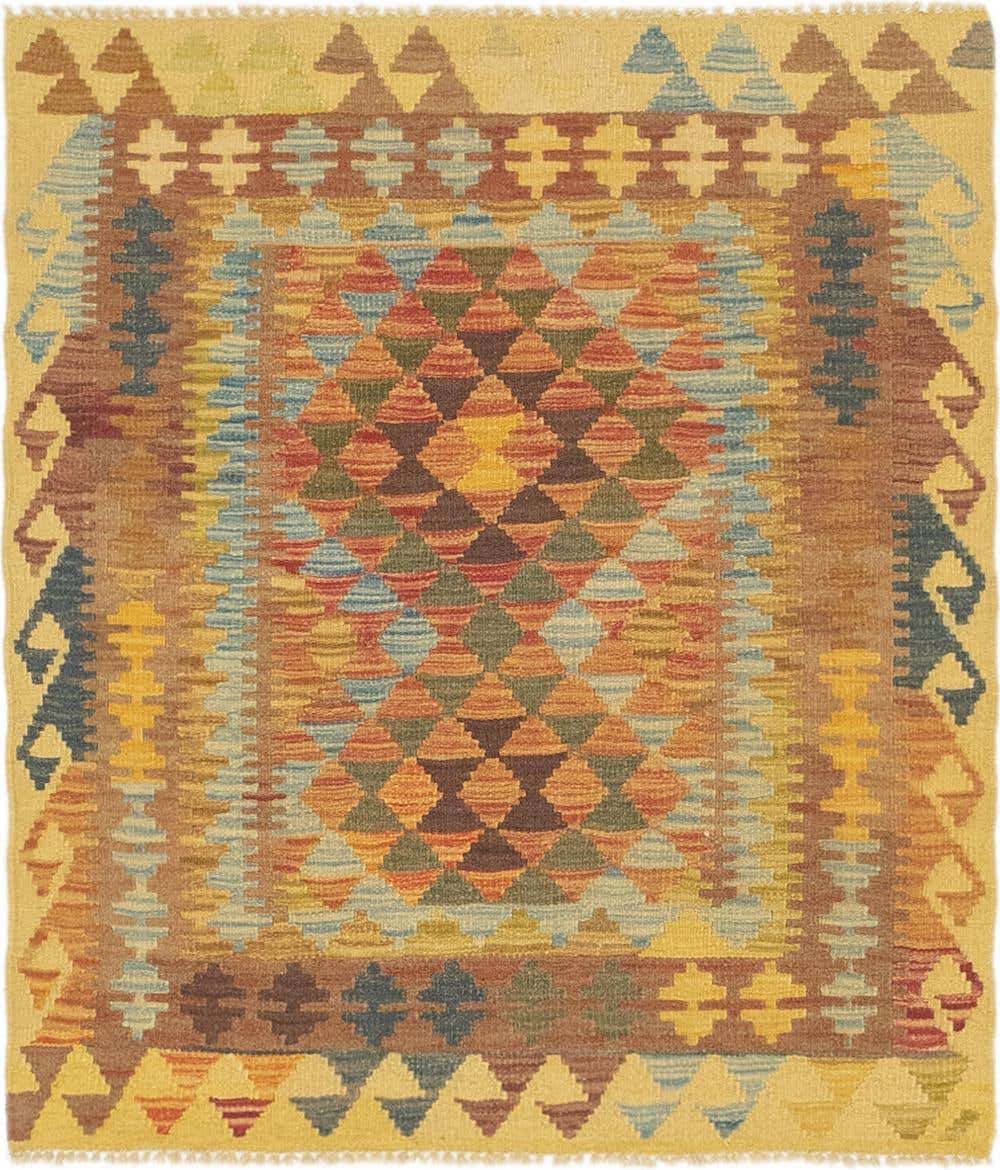 3' x 3' 6 Hand Woven Kilim Maymana Wool Square Rug