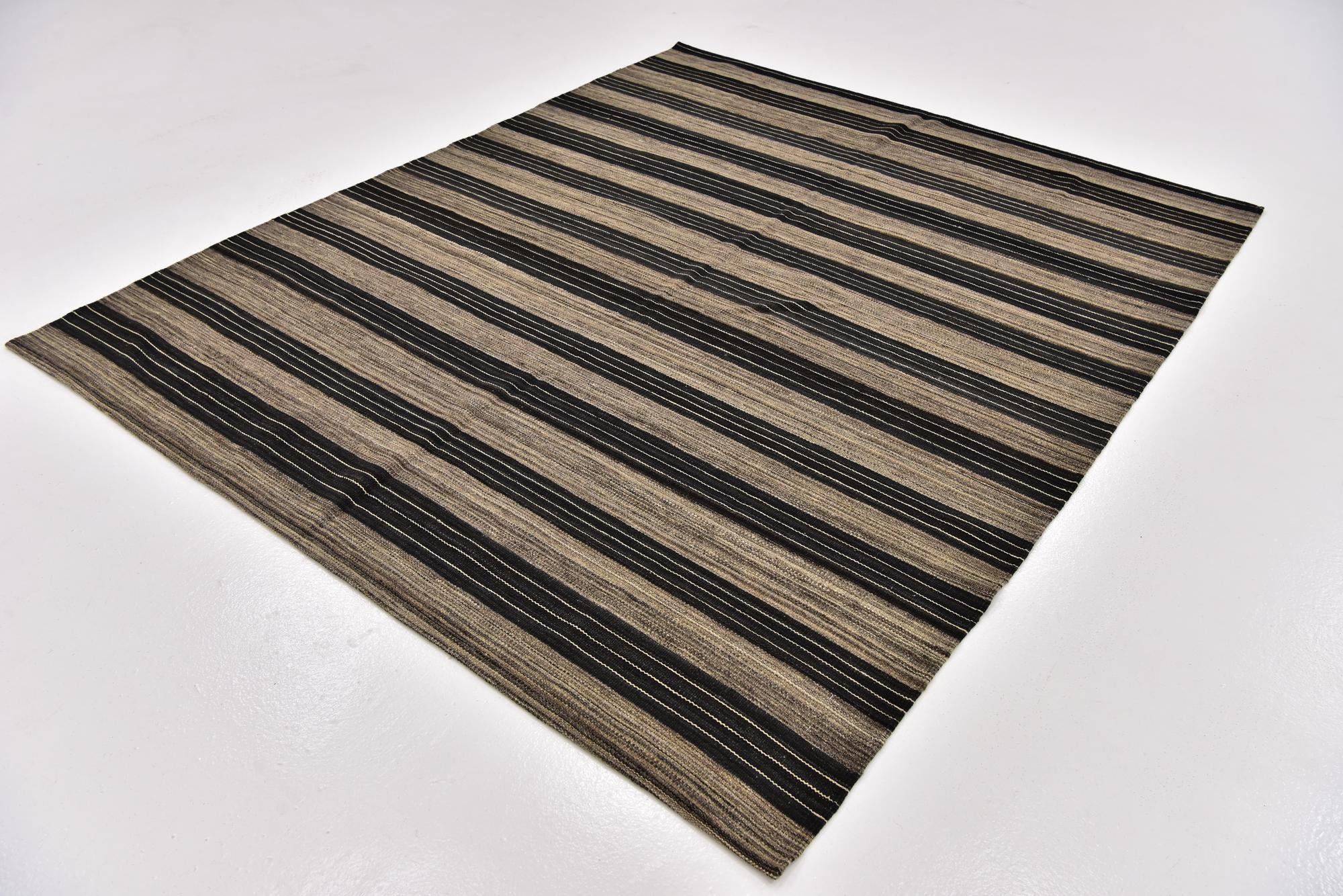 6' 2 x 7' 4 Hand Woven Kilim Modern Wool Square Rug