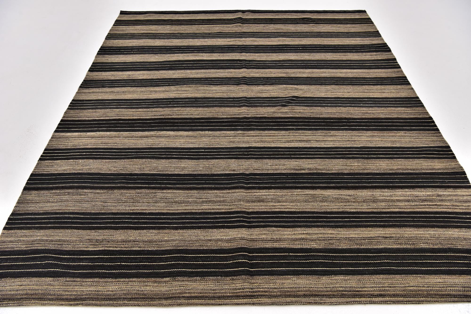 6' 2 x 7' 4 Hand Woven Kilim Modern Wool Square Rug