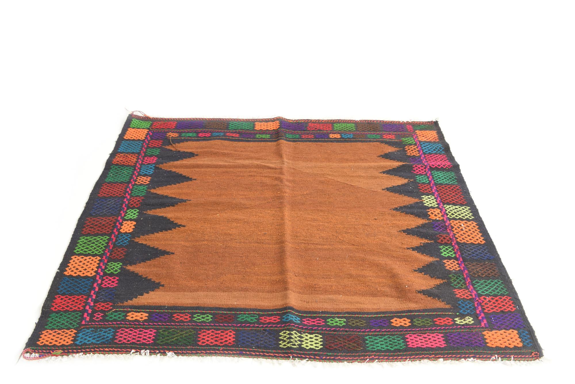3' 10 x 4' 1 Hand Woven Kilim Modern Wool Square Rug
