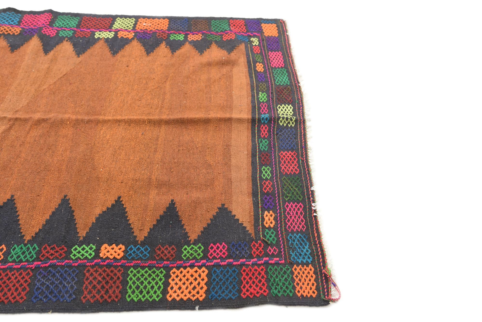 3' 10 x 4' 1 Hand Woven Kilim Modern Wool Square Rug