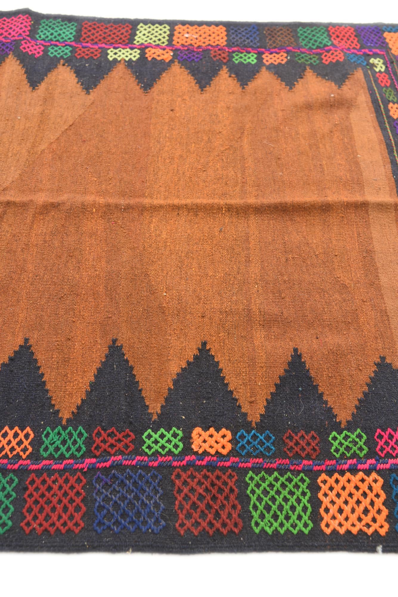 3' 10 x 4' 1 Hand Woven Kilim Modern Wool Square Rug