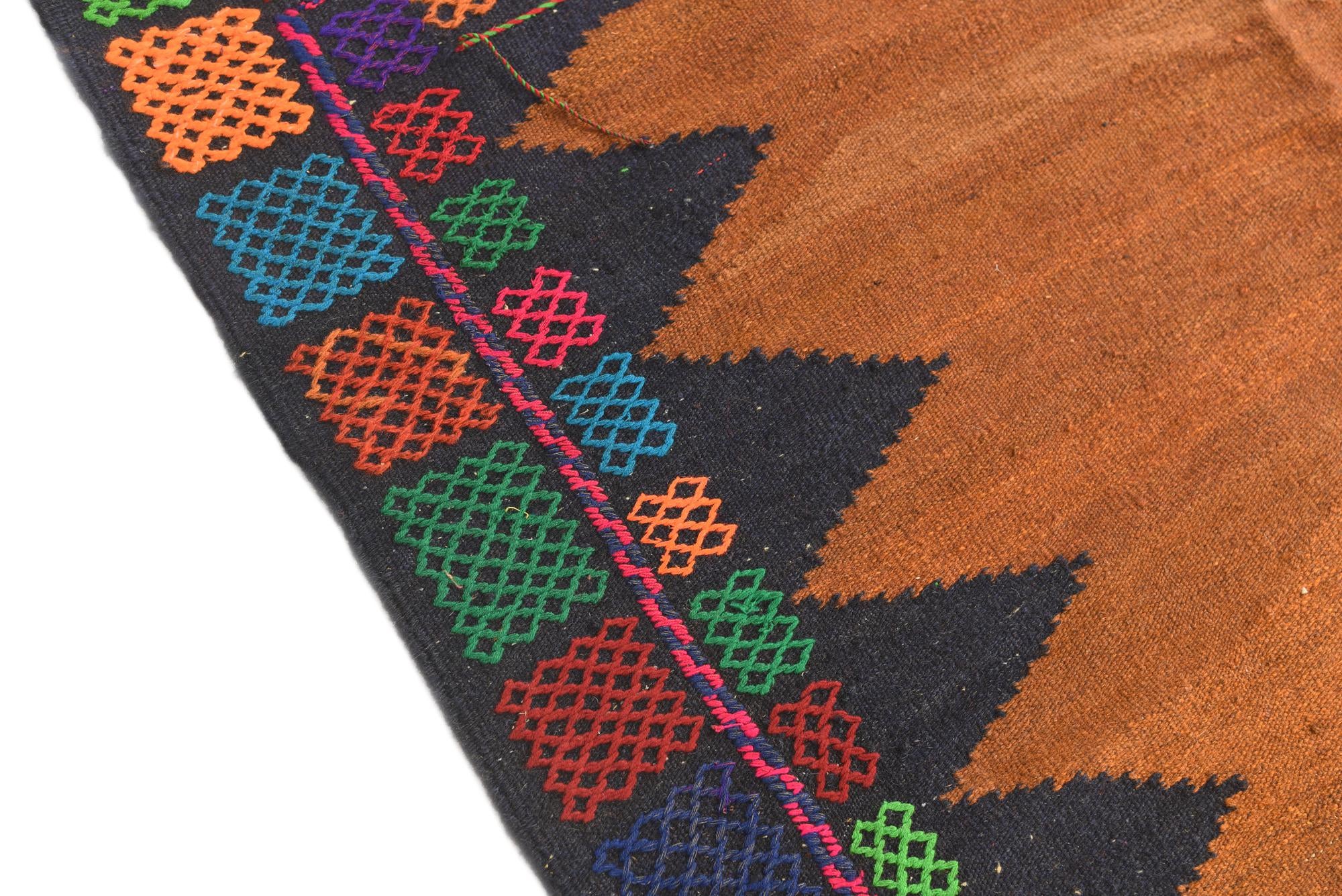 3' 10 x 4' 1 Hand Woven Kilim Modern Wool Square Rug